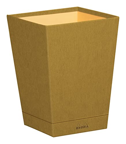 Rhodia 194615C - Papierkorb 27x27x32cm, aus Kunstleder, elegant und praktisch, 1 Stück, Gold von Rhodia