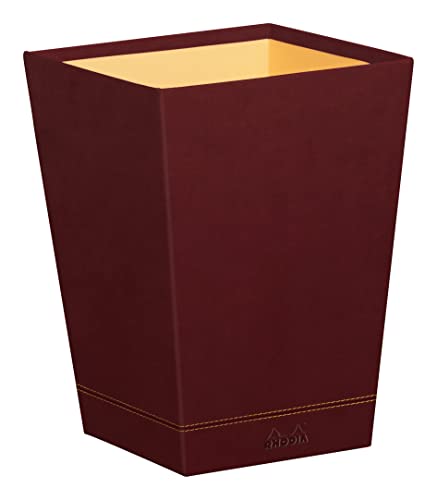 Rhodia 194619C - Papierkorb 27x27x32cm, aus Kunstleder, elegant und praktisch, 1 Stück, Weinrot von Rhodia