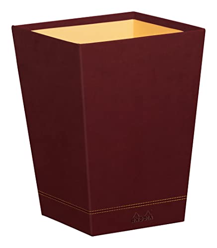 Rhodia 194619C - Papierkorb 27x27x32cm, aus Kunstleder, elegant und praktisch, 1 Stück, Weinrot von Clairefontaine