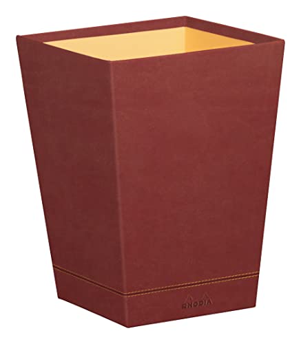 Rhodia 194620C - Papierkorb 27x27x32cm, aus Kunstleder, elegant und praktisch, 1 Stück, Nacarat Rot von Rhodia