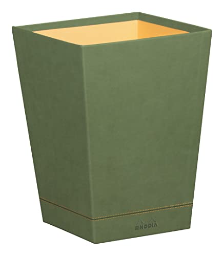 Rhodia 194623C - Papierkorb 27x27x32cm, aus Kunstleder, elegant und praktisch, 1 Stück, Salbei von Rhodia