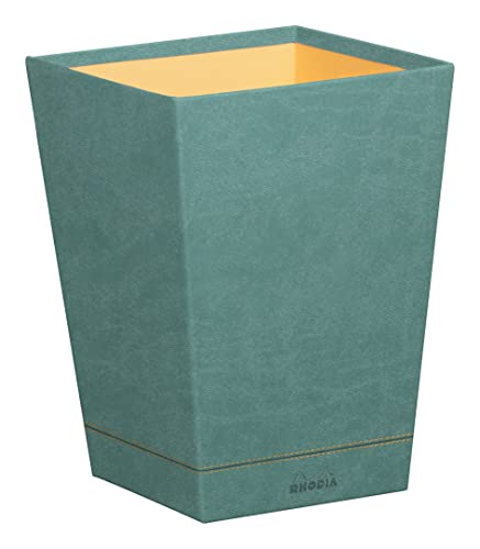 Rhodia 194626C - Papierkorb 27x27x32cm, aus Kunstleder, elegant und praktisch, 1 Stück, Seegrün von Rhodia