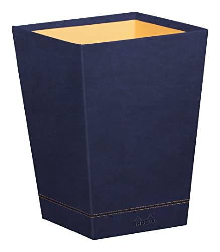 Rhodia 194627C - Papierkorb 27x27x32cm, aus Kunstleder, elegant und praktisch, 1 Stück, Blau von Rhodia
