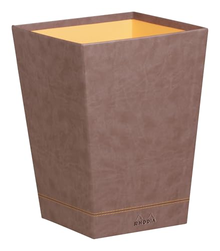 Rhodia 318823C Papierkorb (24 x 24 x 32 cm, Kunstleder, elegant und praktisch, ideal für Ihr Büro) 1 Stück, schokoladenbraun von Rhodia