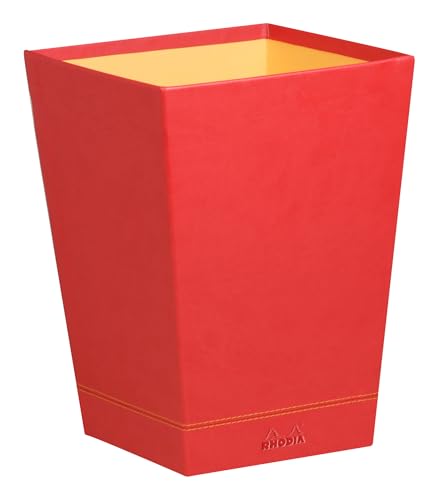 Rhodia 318923C Papierkorb (24 x 24 x 32 cm, praktisch und strapazierfähig, Kunstleder, elegant, ideal für Ihr Büro) 1 Stück, mohnrot von Rhodia