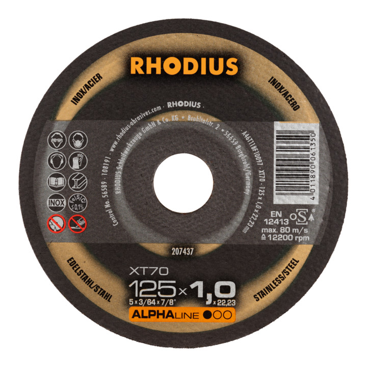Rhodius Alph Aline Xt70 Trennscheibe Trenn Scheibe Edelstahl 125 X 1 0 X 22 23 Mm B-Ware von Rhodius