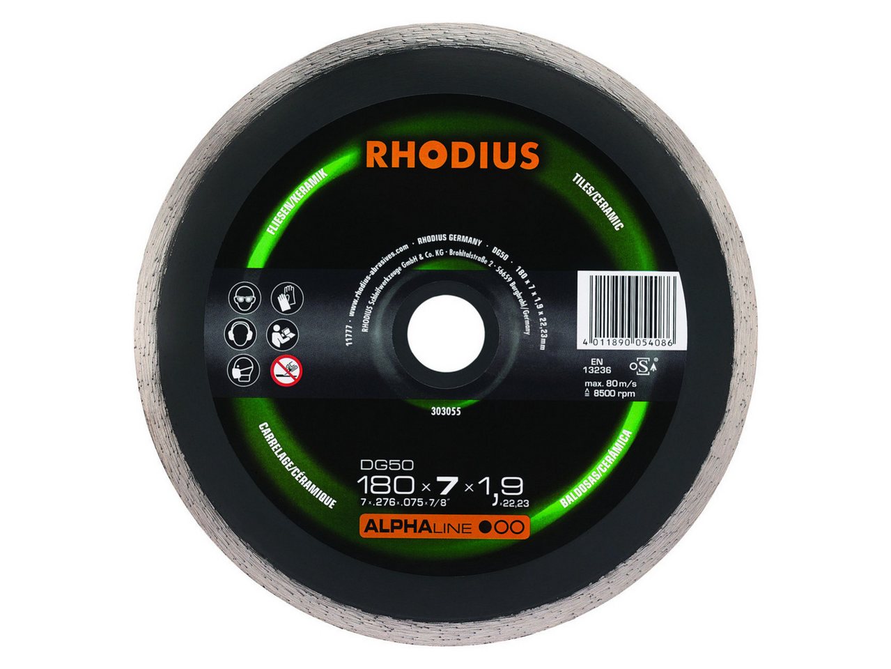 Rhodius Diamanttrennscheibe Rhodius Diamanttrennscheibe DG50 Fliesen Ø 180 mm von Rhodius