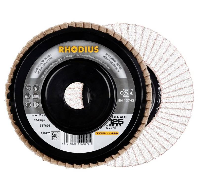 Rhodius Schleifscheibe Rhodius 211314 LGA ALU PACK Fächerschleifscheibe Durchmesser 125 mm Bo von Rhodius