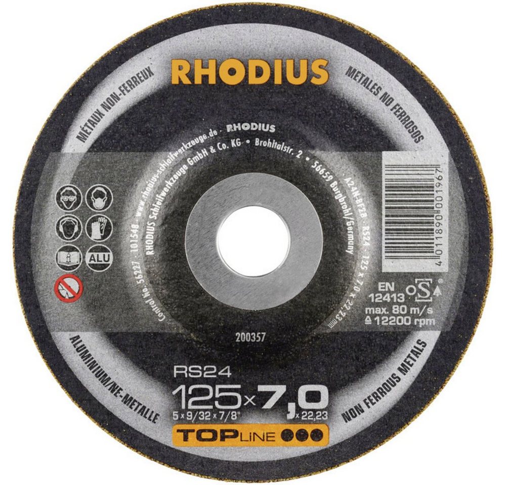 Rhodius Schruppscheibe Rhodius 200357 RS24 Schruppscheibe gekröpft Durchmesser 125 mm Bohrung, Ø 125.00 mm von Rhodius