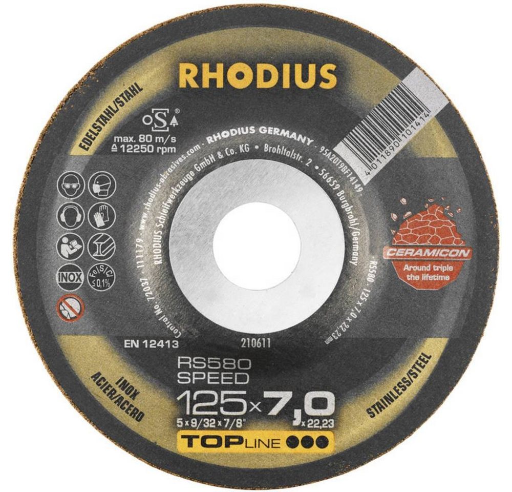 Rhodius Schruppscheibe Schruppscheibe 180 x 7.0 x 22.23 mm, Ø 180 mm, Schruppscheibe gekröpft von Rhodius