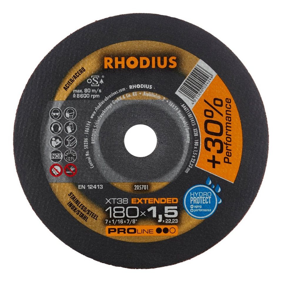 Rhodius Trennscheibe PROline XTS, Ø 180 mm, PROline XT38 Extradünne - 180 x 1,5 x 22,23 mm von Rhodius