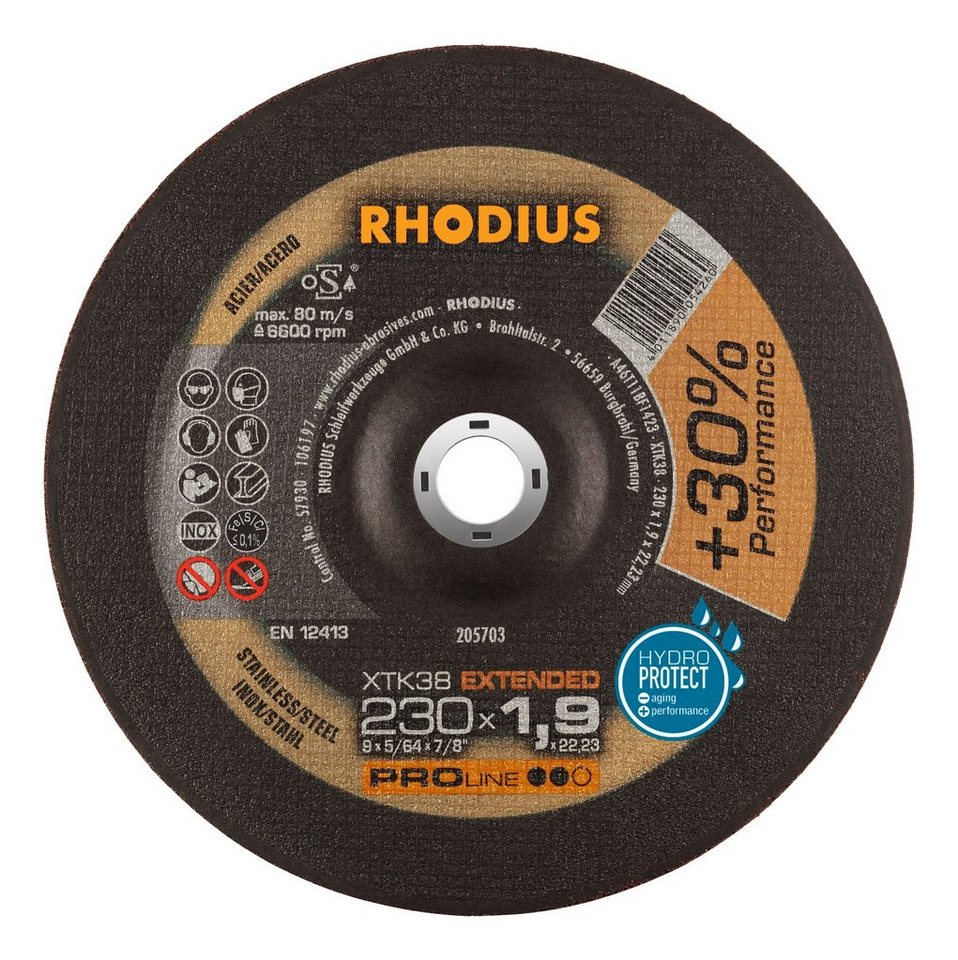 Rhodius Trennscheibe PROline XTS, Ø 230 mm, PROline XTK38 Extradünne - 230 x 1,9 x 22,23 mm von Rhodius