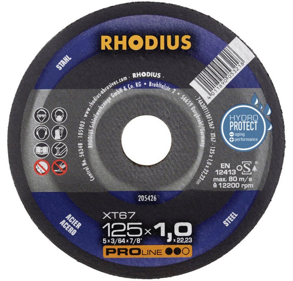 Rhodius Trennscheibe Rhodius XT67 205711 Trennscheibe gerade 230 mm 1 St. Stahl, Ø 230.00 mm von Rhodius