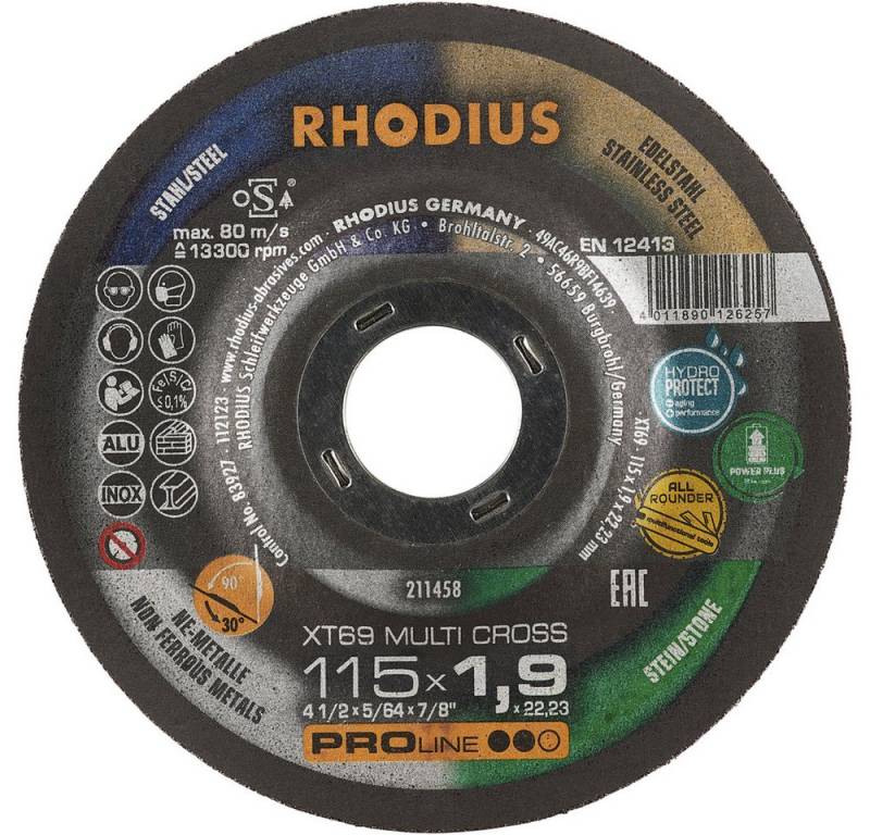 Rhodius Trennscheibe Rhodius XTK69 MULTI CROSS 211458 Trennscheibe 25 St. Fliesen, Keramik von Rhodius