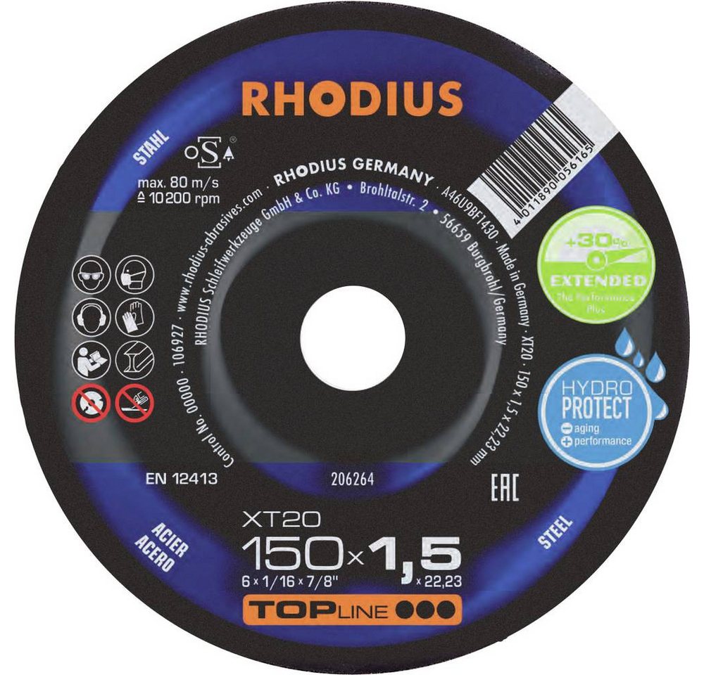 Rhodius Trennscheibe XT20, Extradünne Trennscheibe 150 x 1.5 x 22.23 mm, Form 41 206264 von Rhodius