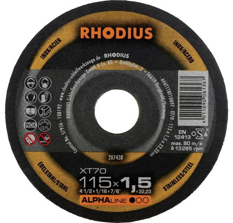 Rhodius Trennscheibe XT70, Extradünne Trennscheibe 115 x 1.5 x 22.23 mm, Form 41 207438 von Rhodius