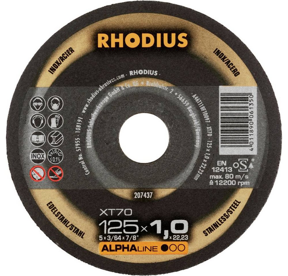 Rhodius Trennscheibe XT70, Extradünne Trennscheibe 125 x 1.0 x 22.23 mm, Form 41 207437 von Rhodius