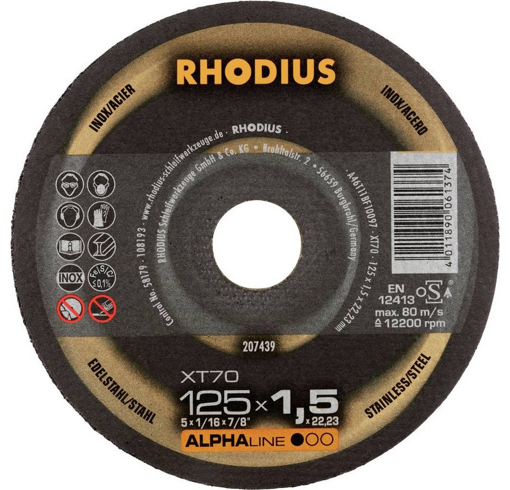 Rhodius Trennscheibe XT70, Extradünne Trennscheibe 125 x 1.5 x 22.23 mm, Form 41 207439 von Rhodius