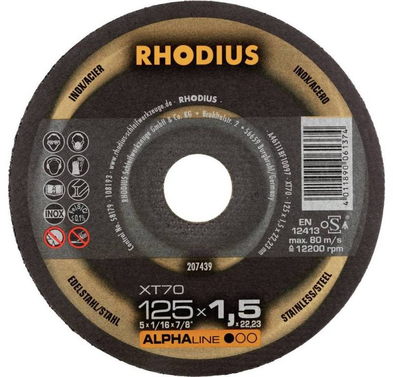 Rhodius Trennscheibe XT70, Extradünne Trennscheibe 125 x 1.5 x 22.23 mm, Form 41 207439 von Rhodius