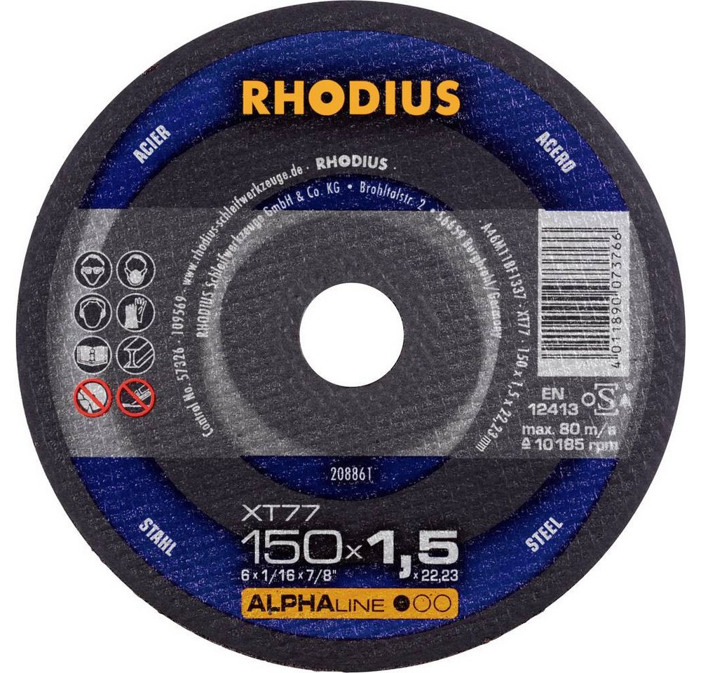 Rhodius Trennscheibe XT77, Extradünne Trennscheibe 150 x 1.5 x 22.23 mm, Form 41 208861 von Rhodius