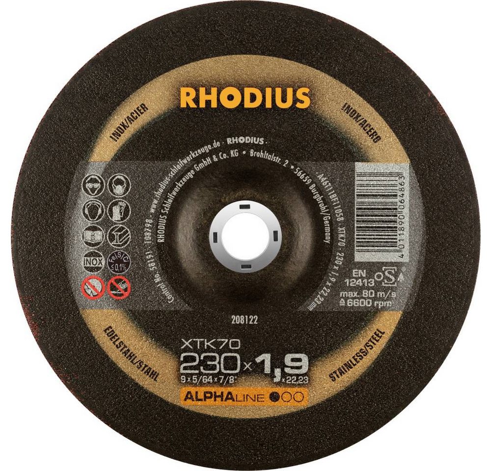 Rhodius Trennscheibe XTK70, Extradünne Trennscheibe 230 x 1.9 x 22.23 Rhodius Trennscheibe XTK70, Extradünne Trennscheibe 230 x 1.9 x 22.23 von Rhodius