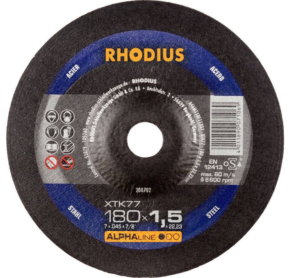 Rhodius Trennscheibe XTK77, Extradünne Trennscheibe 180 x 1.5 x 22.23 Rhodius Trennscheibe XTK77, Extradünne Trennscheibe 180 x 1.5 x 22.23 von Rhodius