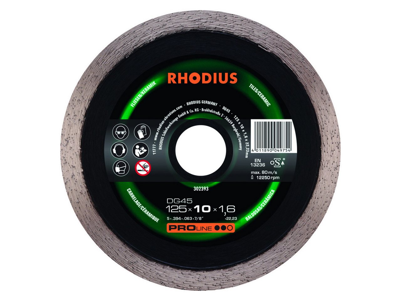 Rhodius Winkelschleifer Rhodius Diamanttrennscheibe DG45 Fliesen Ø 125 mm von Rhodius