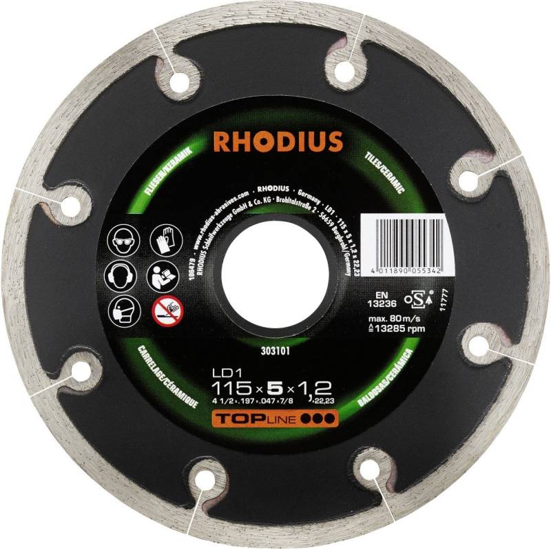 Rhodius Diamanttrennscheibe Rhodius Diamanttrennscheibe LD1 Fliesen Ø 115 mm von Rhodius