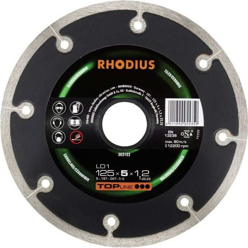 Rhodius Diamanttrennscheibe Rhodius Diamanttrennscheibe LD1 Fliesen Ø 125 mm von Rhodius