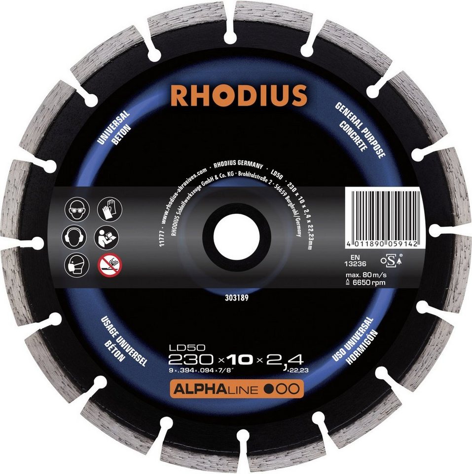 Rhodius Winkelschleifer Rhodius Diamanttrennscheibe LD50 Stein Ø 230 mm von Rhodius