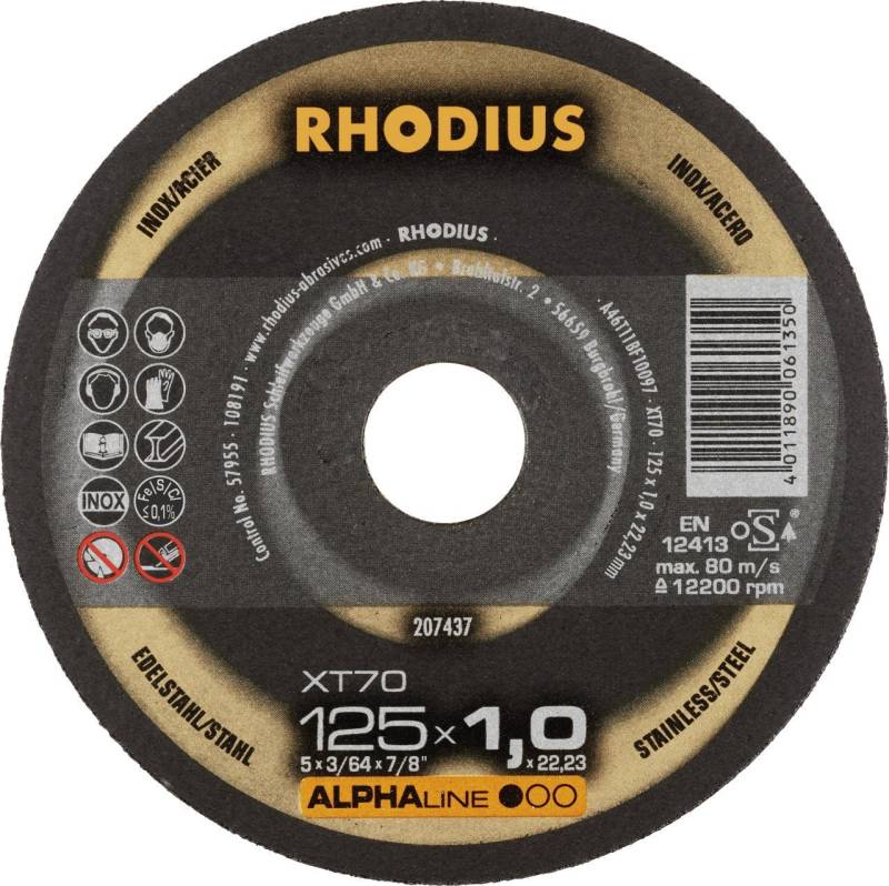 Rhodius Winkelschleifer Rhodius Trennscheibe extradünn XT70 Ø 125 mm Rhodius Winkelschleifer Rhodius Trennscheibe extradünn XT70 Ø 125 mm von Rhodius