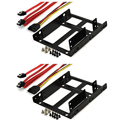 Rhombutech® SET2x Einbaurahmen für 2X 2,5 Zoll Festplatten/SSD auf 3,5 Zoll Metall - sehr stabil - optimiert für SSD - Halterung Schienen inkl.Befestigungsschrauben (Set 2X HL-SD3) von Rhombutech