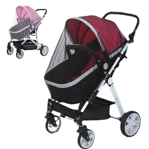 2pcs Universal Insektenschutz für Kinderwagen,mit Praktisch Doppelten Reißverschluss luftiger Kinderwagen Insketenschutz passt für Kinderwagen/Bett oder Autositz(Schwarz+Weiß) von Rhsemi