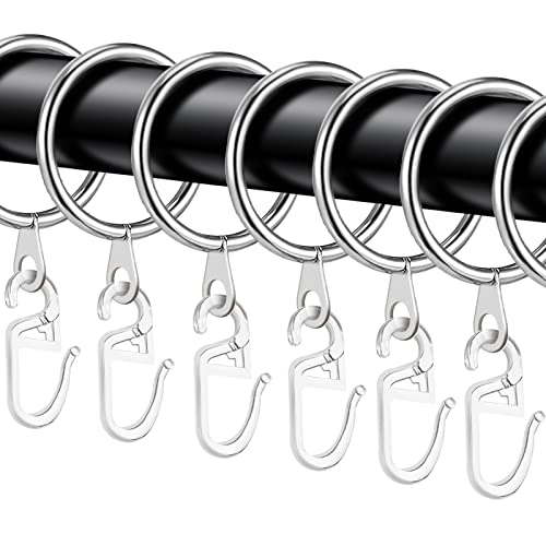 40 pcs Silber Metall Vorhangringe,Vorhang Hängend Ringe und Kunststoff Gardinenhaken für Bettvorhang,Duschvorhang,Fenstervorhang(30mm Innendurchmesser) von Rhsemi