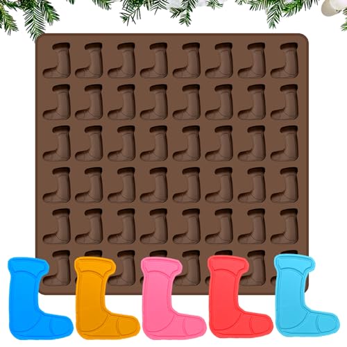 Weihnachten Silikonform,Weihnachten Silikonform in Form von Socken,für Schokolade,Fondant,Süßigkeiten - 48 HohlräUmen von Rhsemi