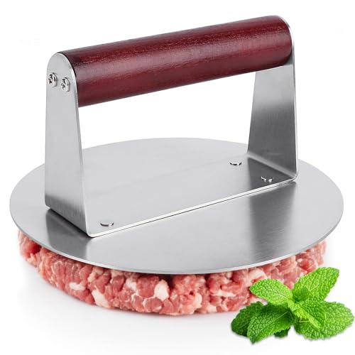 Rhyhome Smashburger Presse mit Holzgriff 6,3 Zoll Burgerpresse Smash Burger Smashed Burger Presse für Fleisch, Patty, Steak, Speck, BBQ Rhyhome Smashburger Presse mit Holzgriff 6,3 Zoll Burgerpresse Smash Burger Smashed Burger Presse für Fleisch, Patty, Steak, Speck, BBQ von Rhyhome