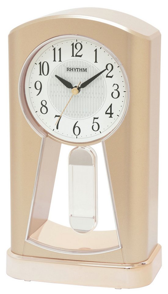 Rhythm Pendeltischuhr Schwingpendel Gehäuse rosègold/silberfarben Rhythm 7794-18 Schwingelpendel, Zentral-Sekundenzeiger von Rhythm
