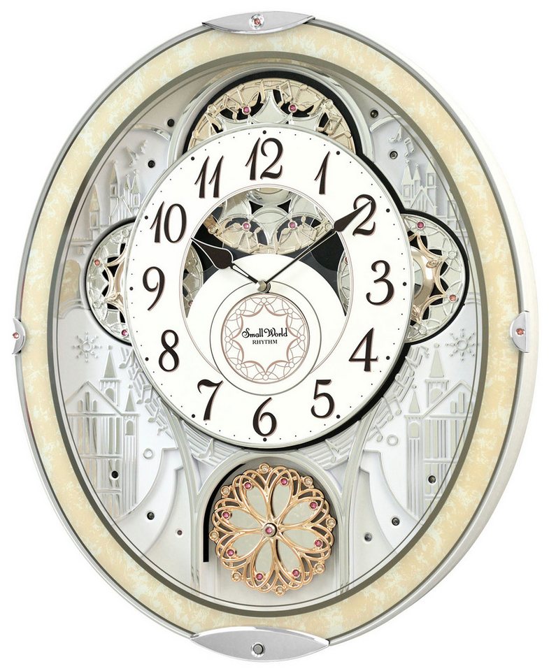 Rhythm Wanduhr MAGIC MOTION CLOCK Rhythm 7447 bewegliches Zifferblatt (30 Melodien, Lautstärkenregler, Nachtsensor) von Rhythm