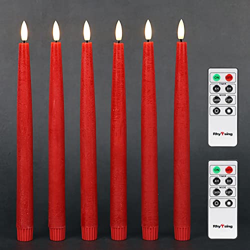 Rhytsing 6 flammenlose LED Stabkerzen Tafelkerzen Rot mit Timer Funktion, Höhe je 29cm, Leuchterkerzen mit warmweißes Licht, 2 Fernbedienung enthalte Rhytsing 6 flammenlose LED Stabkerzen Tafelkerzen Rot mit Timer Funktion, Höhe je 29cm, Leuchterkerzen mit warmweißes Licht, 2 Fernbedienung enthalte von Rhytsing