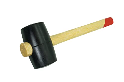 RIKAMA® Gummihammer | Pflasterhammer | 450 Gramm | Rutschfester Hammer für Fliesen, Ziegel und andere Steine | Plattenlegerhammer mit Holzstiel | Ergonomisch leicht - Holzgriff von RiKaMa ONLINEVERSAND AUS EINER HAND