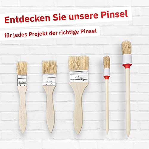 RIKAMA® Malerpinsel-Set 5-teilig in verschiedenen Größen mit Rund- und Flachpinsel für Holz, Lacke, Farben und Lasur von RiKaMa ONLINEVERSAND AUS EINER HAND