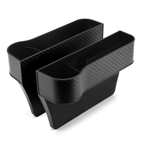 RiRaku Autositz Lückenfüller, für Audi A1 A3 A4 A5 A6 A7 A8 S3 S4 S5 S6 S7 S8 mit Getränkehalter ABS Sitz Organizer Vordersitz Aufbewahrungsbox Innen Zubehör,A Black von RiRaku