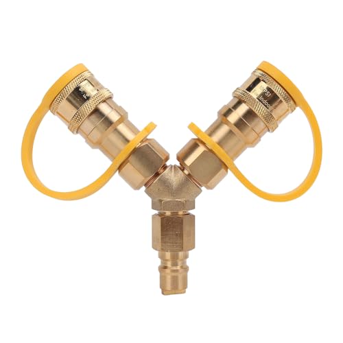 RiToEasysports 3/8 -Zoll -Erdgas Y Splitter, Quick Connect Messing Splitter für Grillheizungen, Mühelosen Betrieb, Premium Konstruktion, Vielseitige Kompatibilität mit, Schutzhut, Schutzhut von RiToEasysports