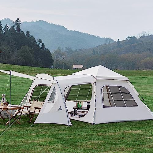 RiToEasysports Sofortiges Pop-up-Familienzelt 2 Türen & 2 Fenster Geräumiges Wasserdichtes Oxford-Tuch mit Schnellem Bug-Mesh für Campingfestivals Im Freien von RiToEasysports