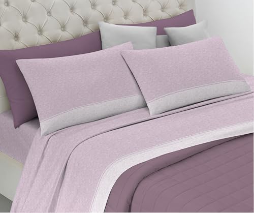 Riad Arredo Bettwäsche-Set aus 100 % weicher Baumwolle, Bettwäsche-Set mit Kissenbezügen, zarte Hand, hergestellt in Italien (Tobia Rosa, Doppelbett Maxi) von Riad Arredo