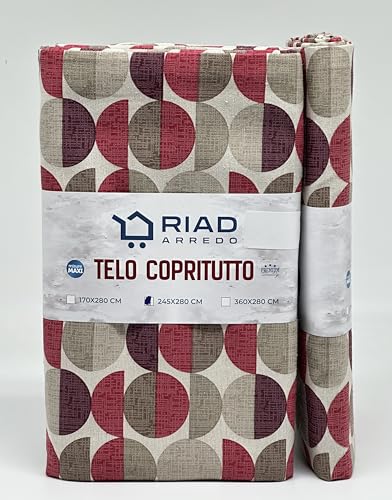 Riad Arredo Granfoulard Überwurf für Sofa, modern, Überwurf aus Baumwolle, verschiedene Designs, robust, strapazierfähig, Made in Italy (Tokyo Bordeaux, 1 Platz – 170 x 280 cm) von Riad Arredo