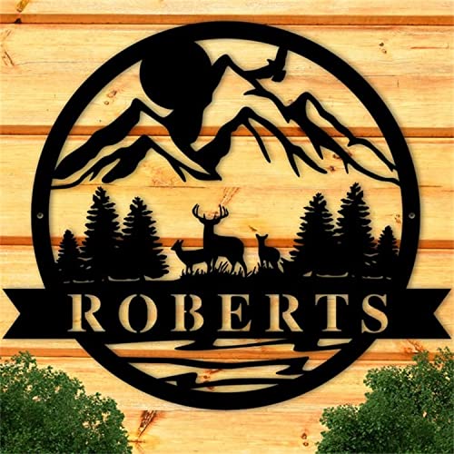 Riaeelvs Benutzerdefinierte Berg Hirsche Metall Wandkunst, personalisierte Jagdhütte Metall Namensschilder, maßgeschneiderte Jäger Nachname Schilder für Zuhause, Kabinendekoration, Outdoor-Schilder, Riaeelvs Benutzerdefinierte Berg Hirsche Metall Wandkunst, personalisierte Jagdhütte Metall Namensschilder, maßgeschneiderte Jäger Nachname Schilder für Zuhause, Kabinendekoration, Outdoor-Schilder, von Riaeelvs