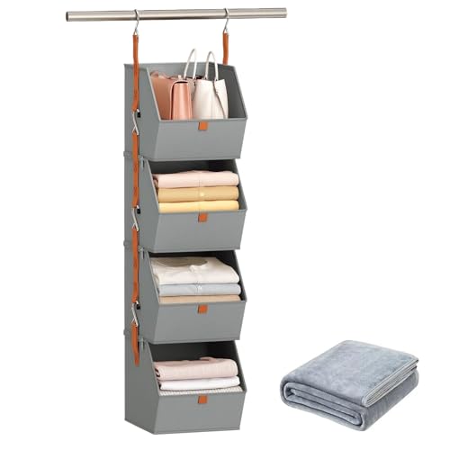 Closet Organizer, 26.01 x 30 Zoll, 4-stufige Lagerregal für Kleidung, Organisationsregal mit platzsparenden Würfeln und einfaches Montage-Design, Garderobenbehälter für Schlafzimmer Garage Pantry Schl von Riaisttd