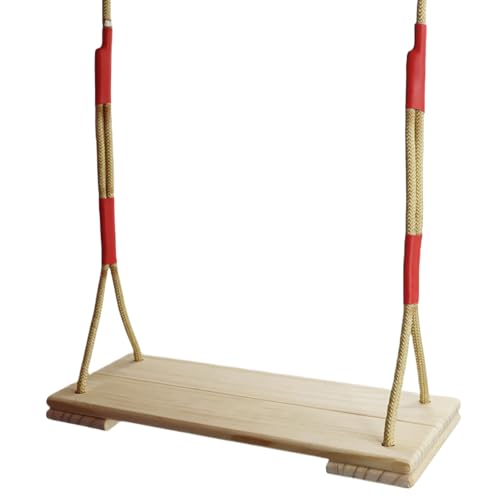 Holz Outdoor Schaukel Kinder Kindersitz Höhenverstellbares Seil Starke Tragfähigkeit Sportausrüstung für Teenager Mädchen Erwachsene 43.0x17.0 cm Kompaktes, stabiles Holzmaterial von Riaisttd