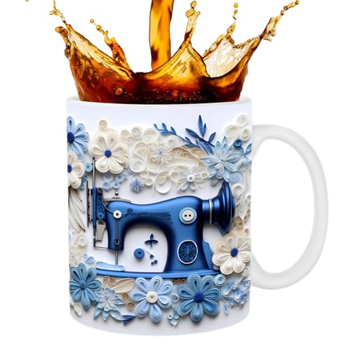 Riaisttd 3D-Nähtasse | Blumenbedruckte Quiltmaschinen-Kaffeetasse für Nähliebhaber | 350 ml Neuheit Quilting Machine Tasse, Geschenk für Frauen Männer, Geburtstag, Nähliebhaber Riaisttd 3D-Nähtasse | Blumenbedruckte Quiltmaschinen-Kaffeetasse für Nähliebhaber | 350 ml Neuheit Quilting Machine Tasse, Geschenk für Frauen Männer, Geburtstag, Nähliebhaber von Riaisttd